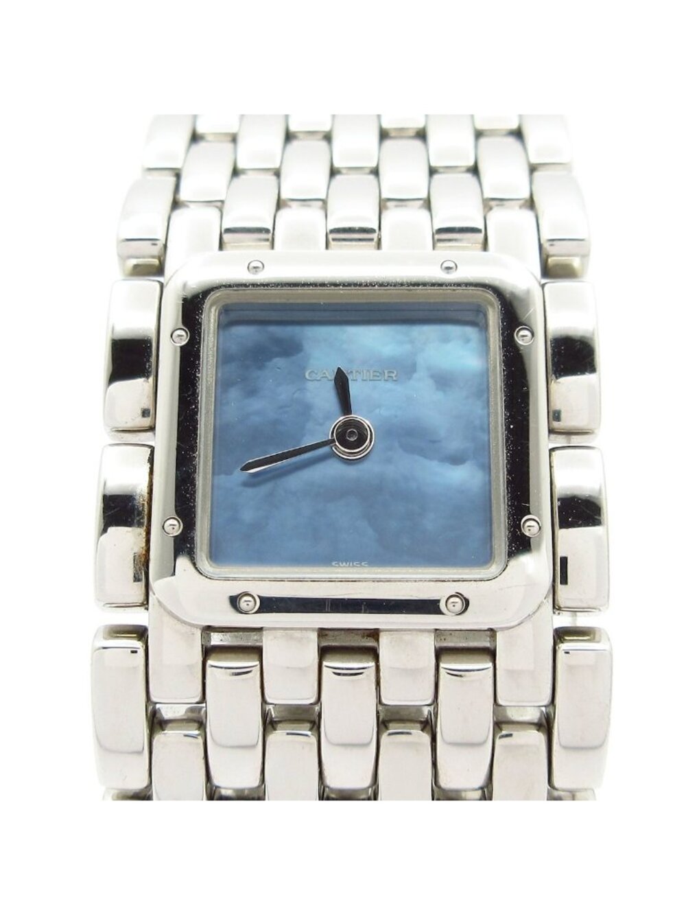Cartier Watch Panthere Ribbon Shell Dial SS Blue